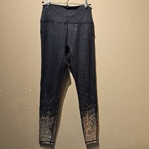 Curves N Combatboots Black and Gold Speckled Leggings Size Medium